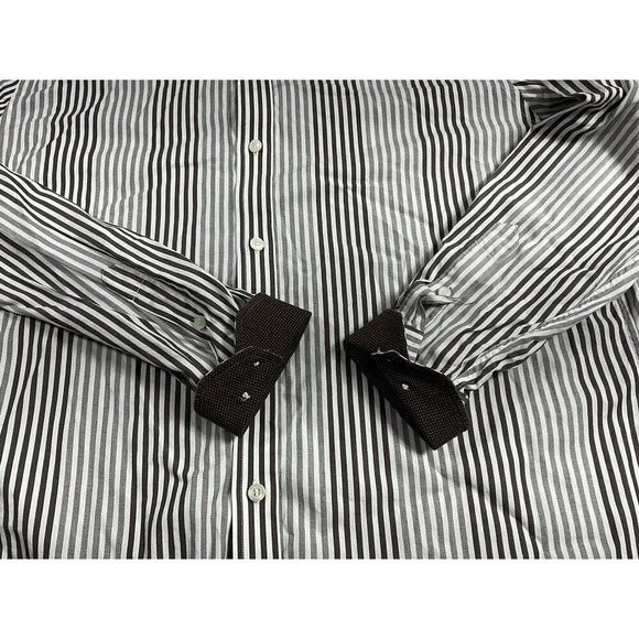 Tailorbyrd Mens Size Large Stripe Long Sleeve Button Down Shirt 2-Ply Yarn - Picture 7 of 12